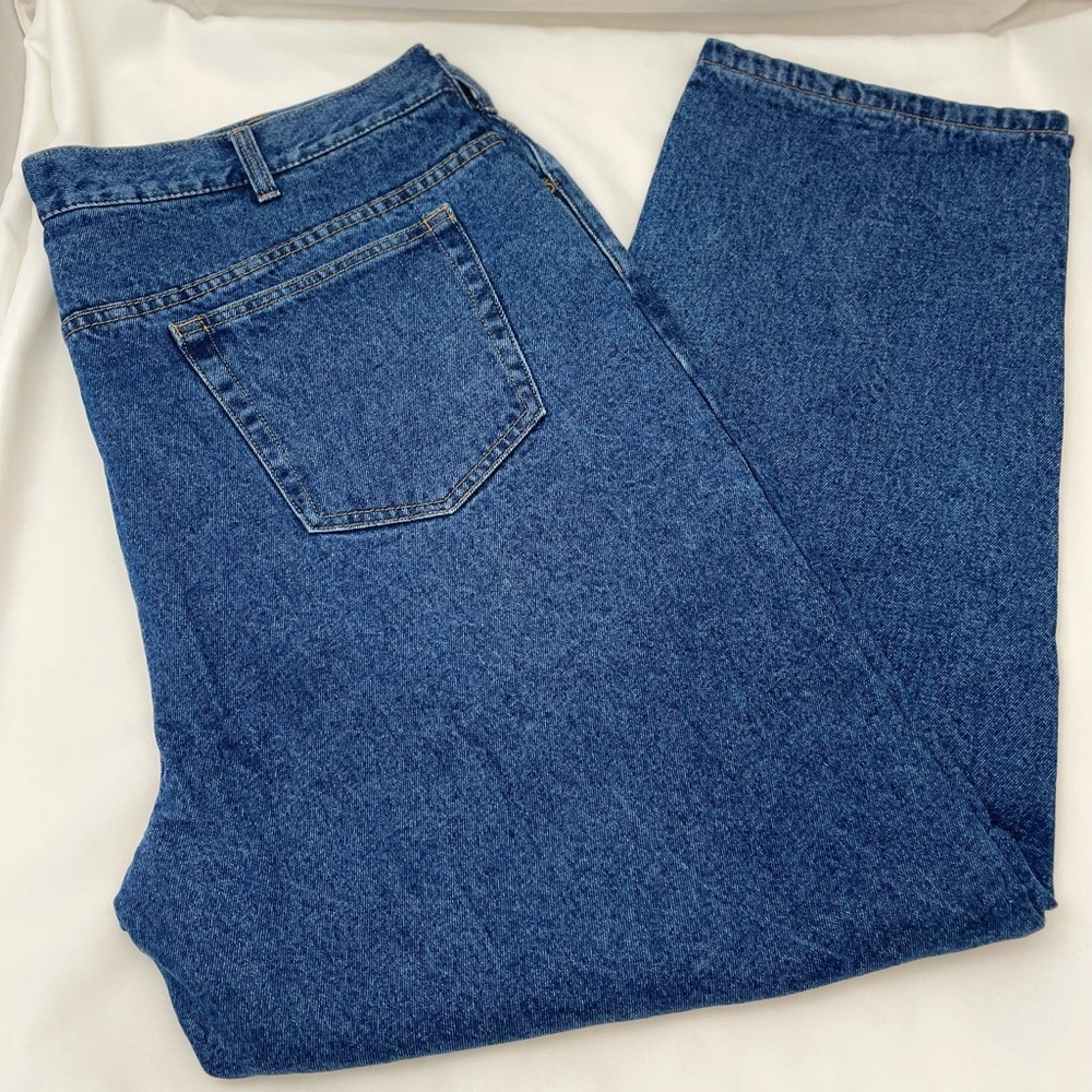 Santa Fe Blue Denim Jeans Relaxed Flannel Lined 100% Cotton EUC Men's Sz 44 x 30